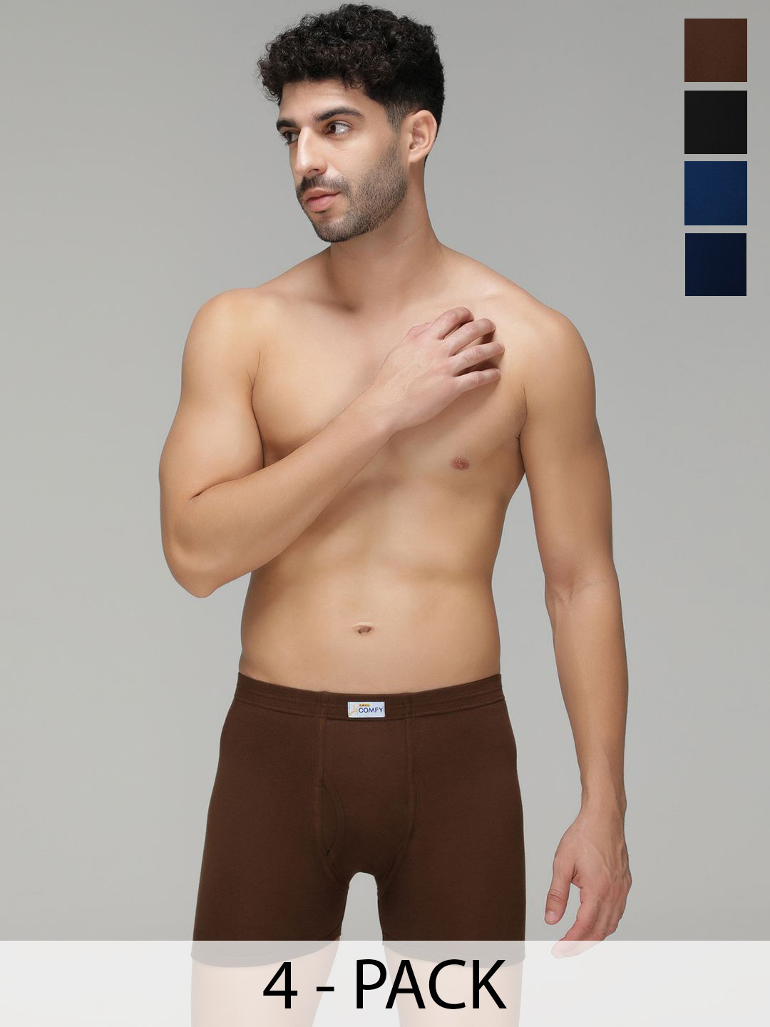 Amul Comfy Pack Of 4 Breathability Trunks AC-FCTRIE-LB-BLK-NVY-AF-XS-4PC
