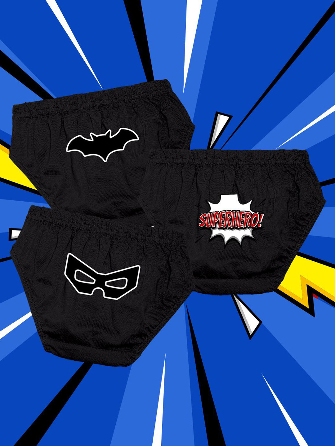 NUSYL Boys Pack Of 3 Cotton Superhero Printed Mid Rise Basic Briefs - NUBCBRFPO3.0164