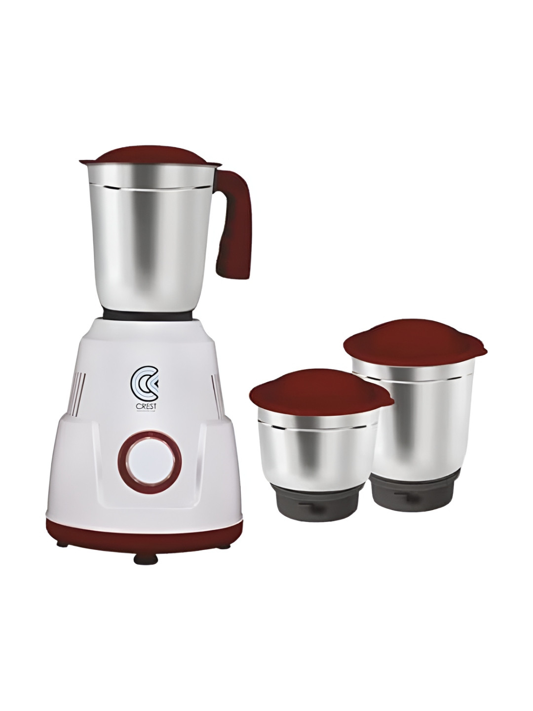 Crest Innovative Lives Powerpro Red Stainless Steel Anti Skid Feet 3 Jars Wet and Dry Grinder-550W