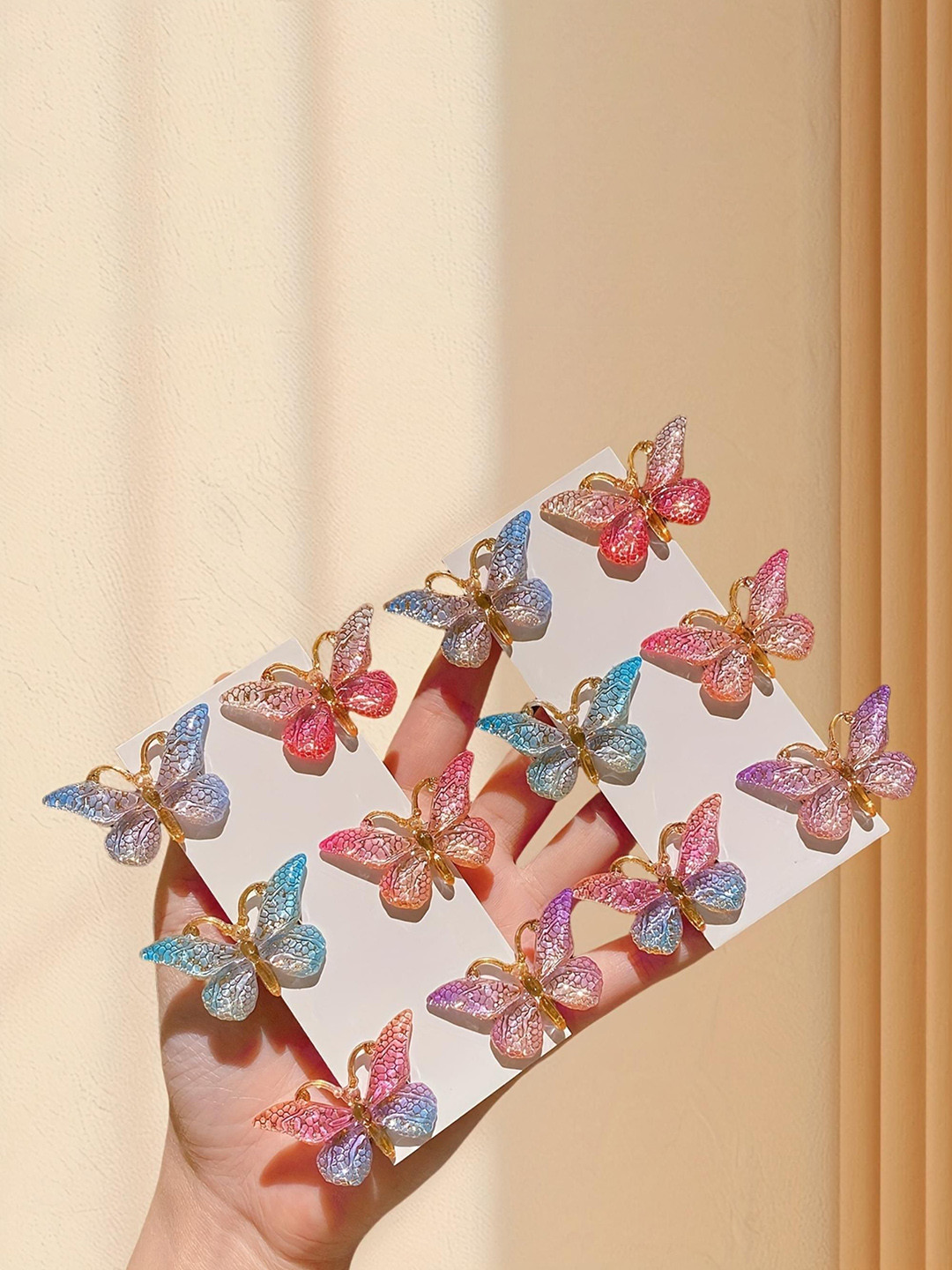 LYTIX Girls Set Of 6 Gradient Butterfly Alligator Hair Clips