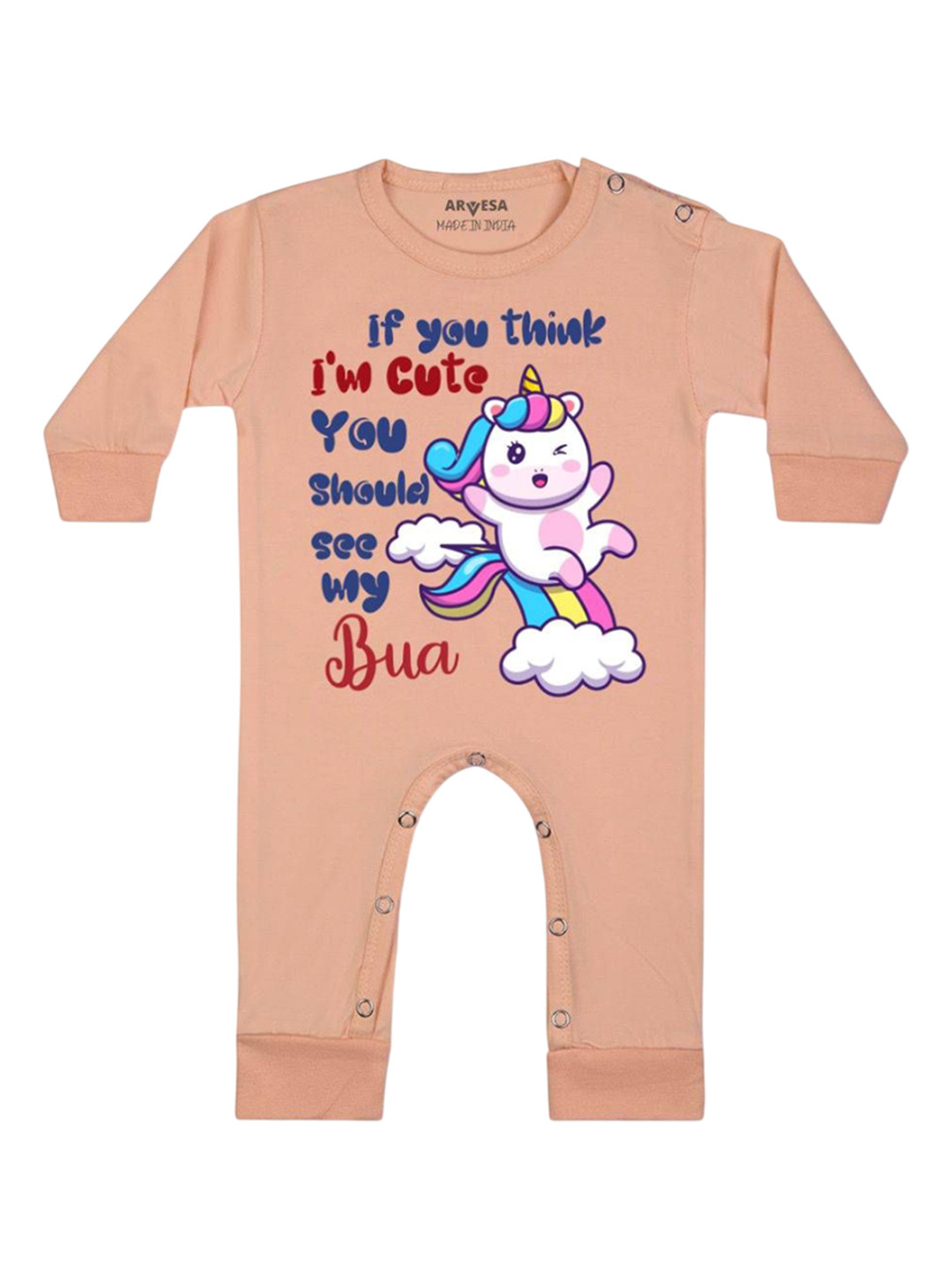 Arvesa Kids I Am Cute You Should See My Bua Printed Baby Romper