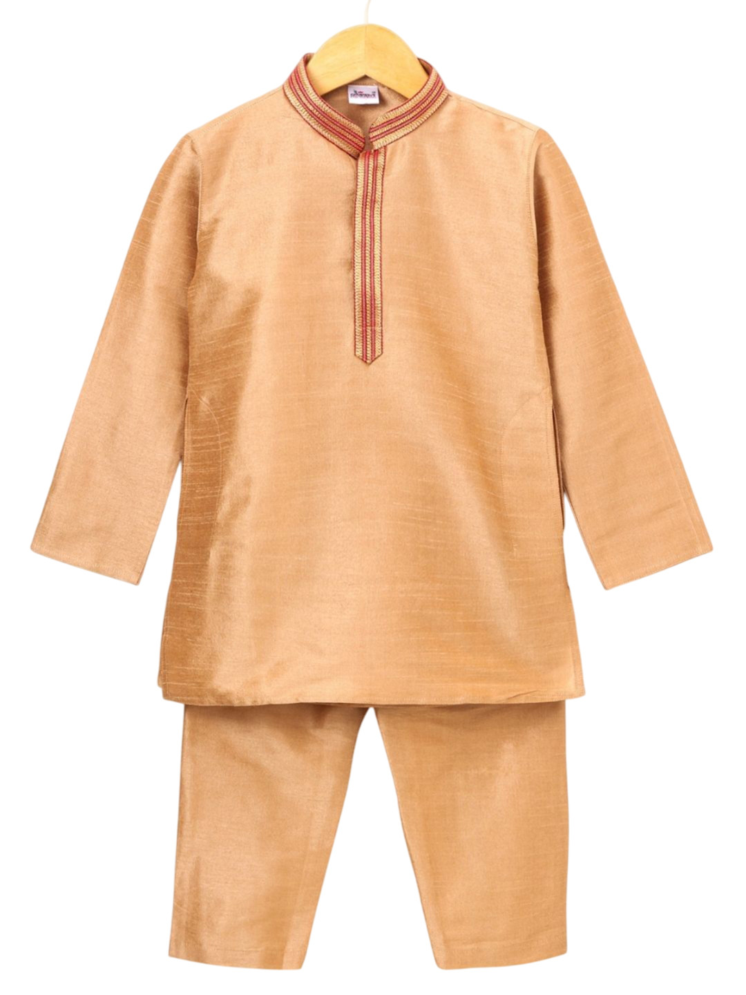 Pehanaava Boys Embroidered Gotta Patti Mandarin Collar A-Line Kurta
