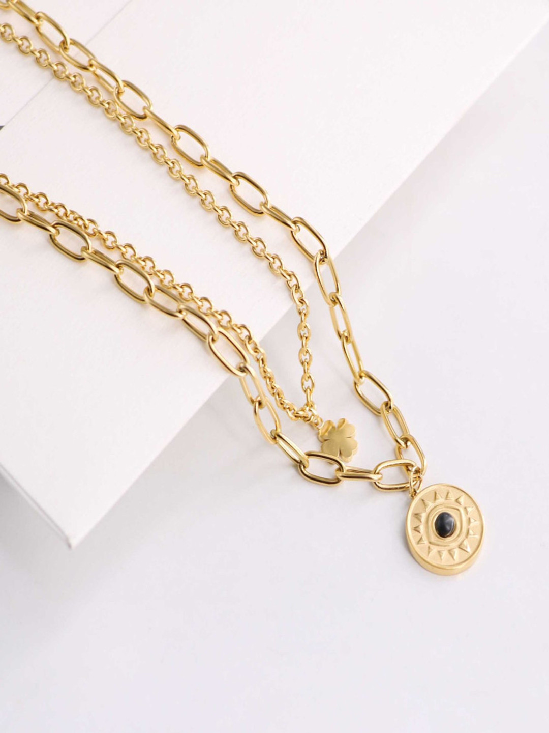 DressBerry Layered Chain with Evil Eye Shaped Pendant