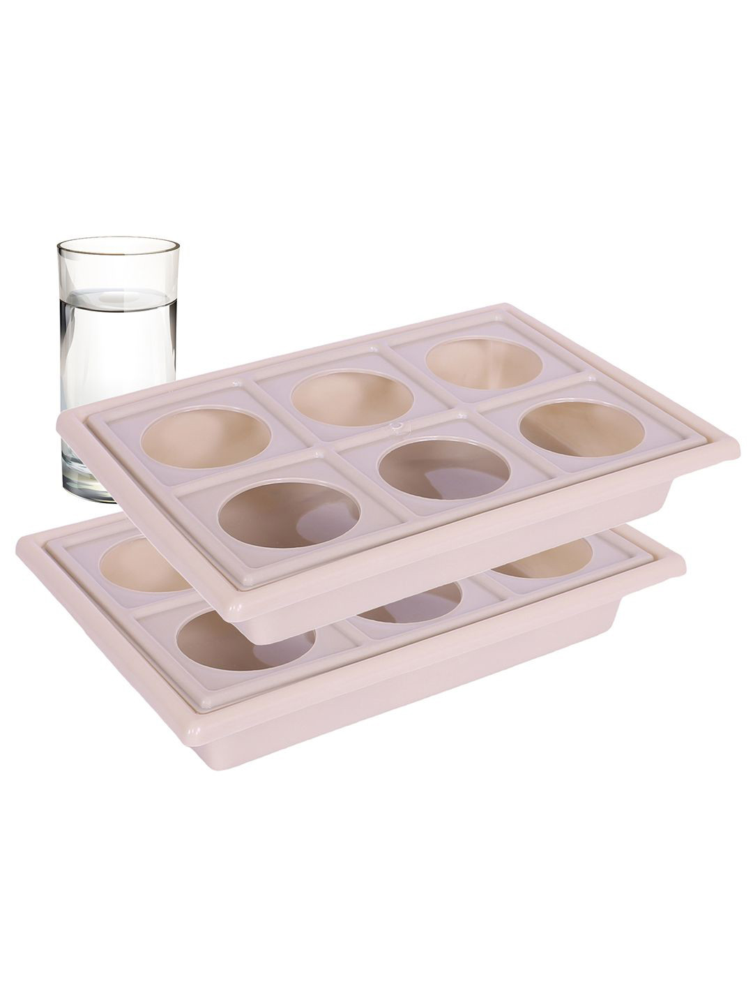 Kuber Industries Beige Pack of 2 Serving Trays With Cutout Handles