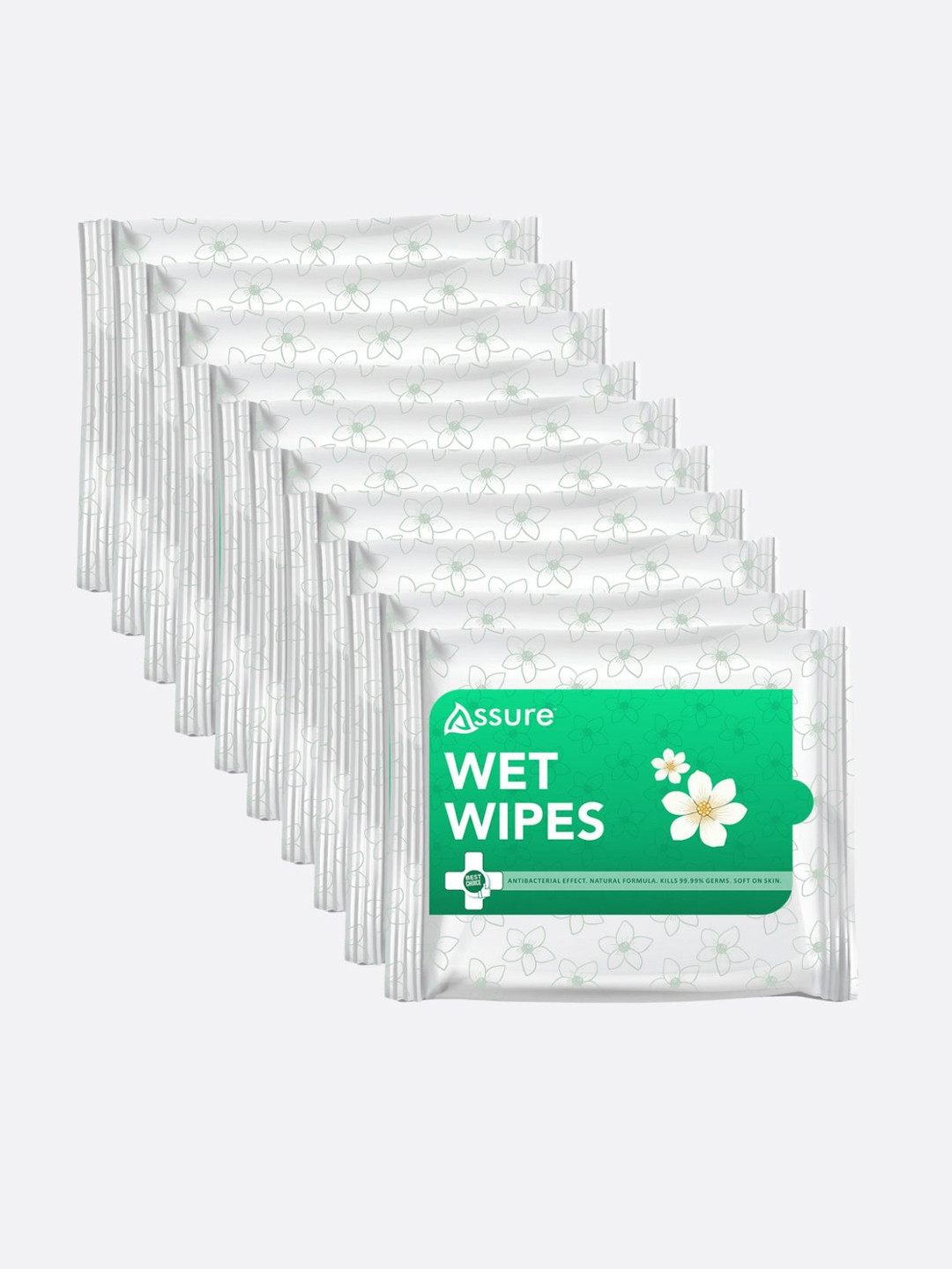Assure Set Of 10 Fresh Active Wet Wipes With Aloevera For Hydration - 30 Pcs Each