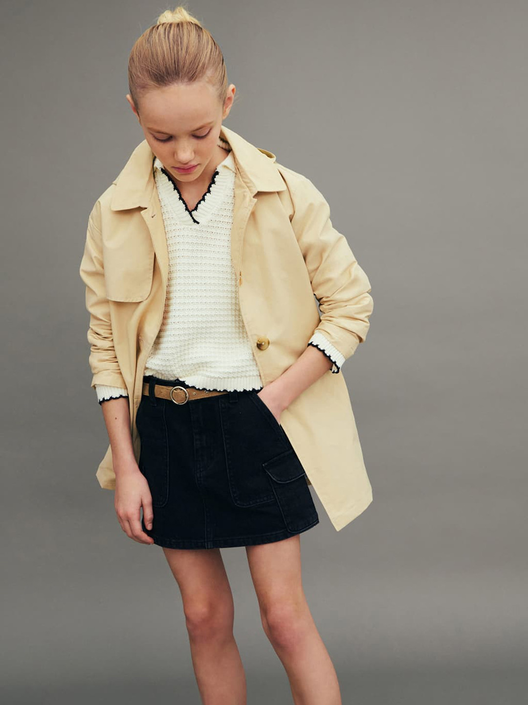 Mango Kids Girls Pure Cotton Denim Skirt