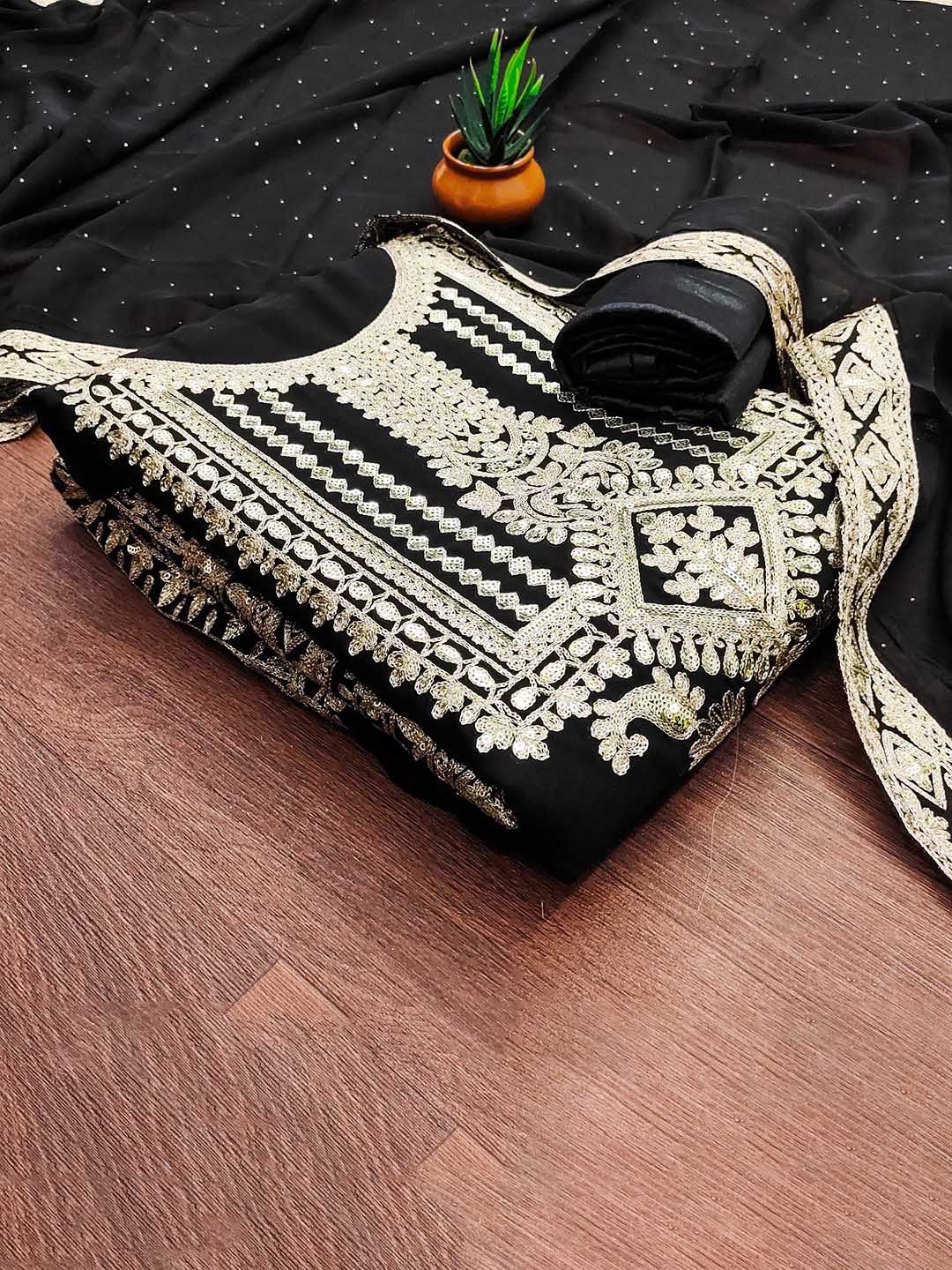 SAINOOR Embroidered Silk Georgette Unstitched Dress Material