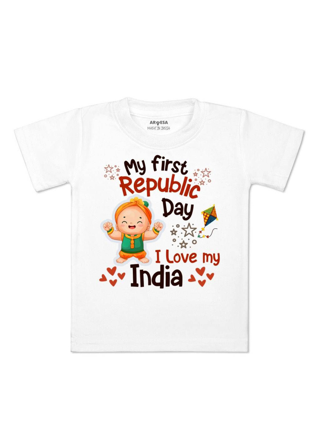 Arvesa First Republic Day Printed Kids Unisex T-shirt