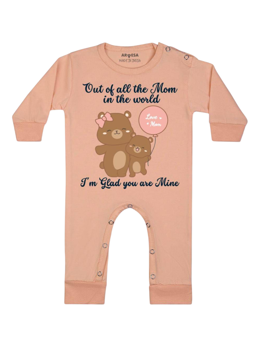Arvesa Kids I Am Glad You Are Mine Mom Printed Baby Romper