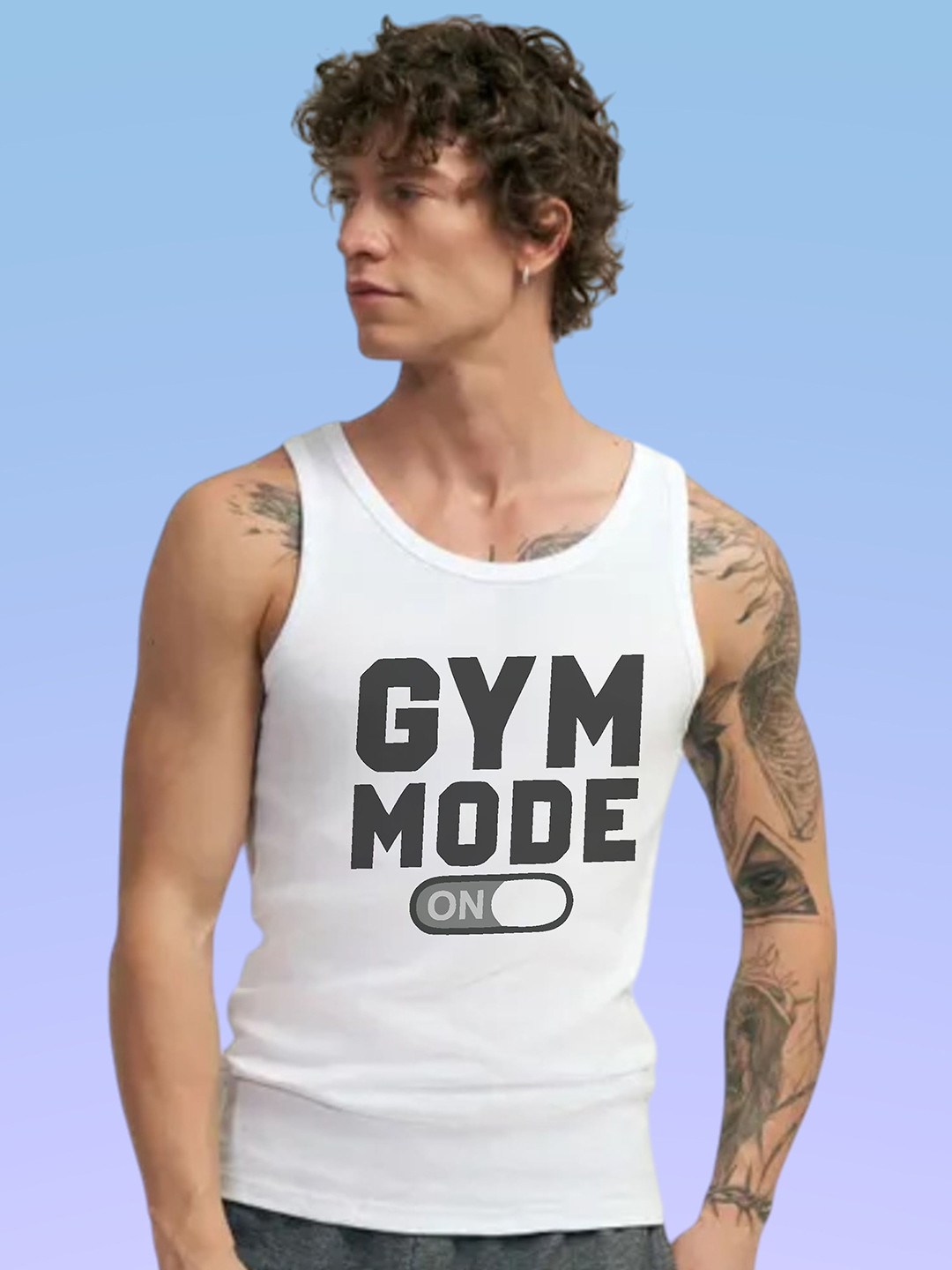 Uniplanet store Printed Cotton Innerwear Vests UVM-GYM-MODE-WHT-S