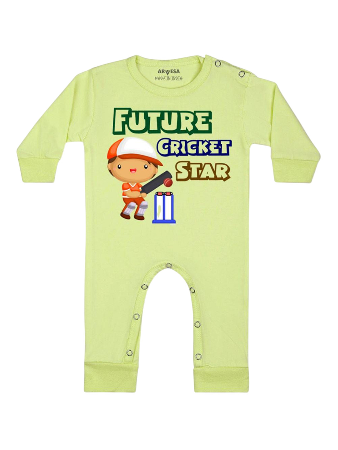 Arvesa Kids Future Cricket Star Printed Baby Romper