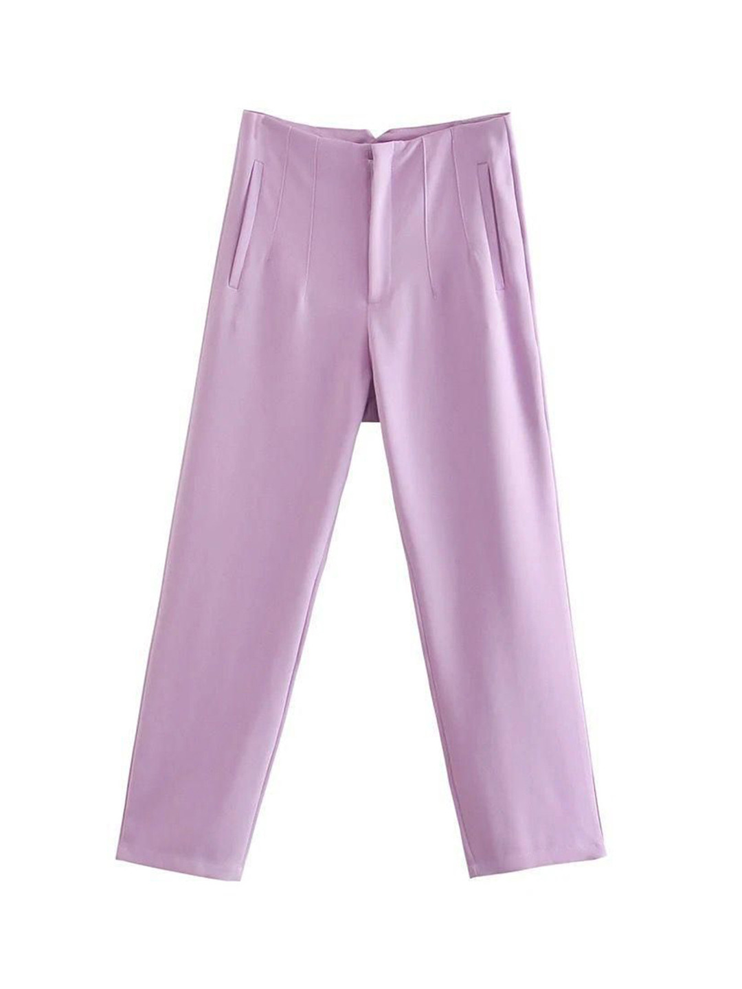 Miss Mosa By Akanksha  Women Tapered Fit High-Rise  Lilac Luxe Fred Formal Trousers