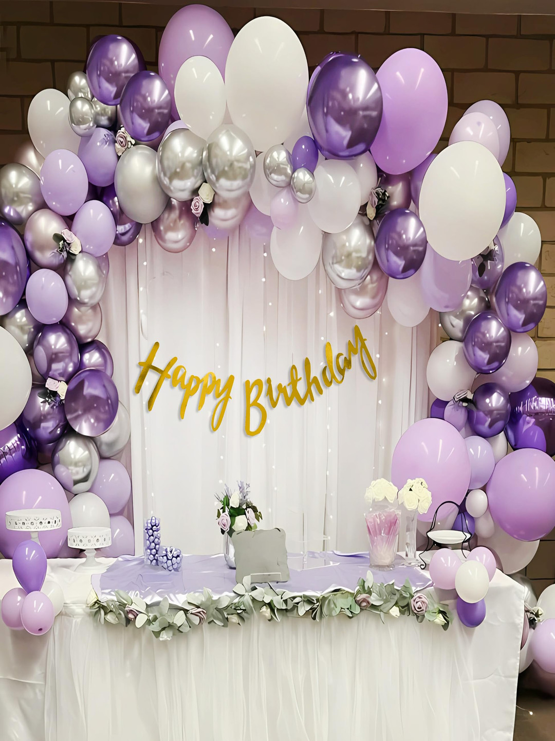 Special You 49 Pcs White & Purple Balloons Festive Decor