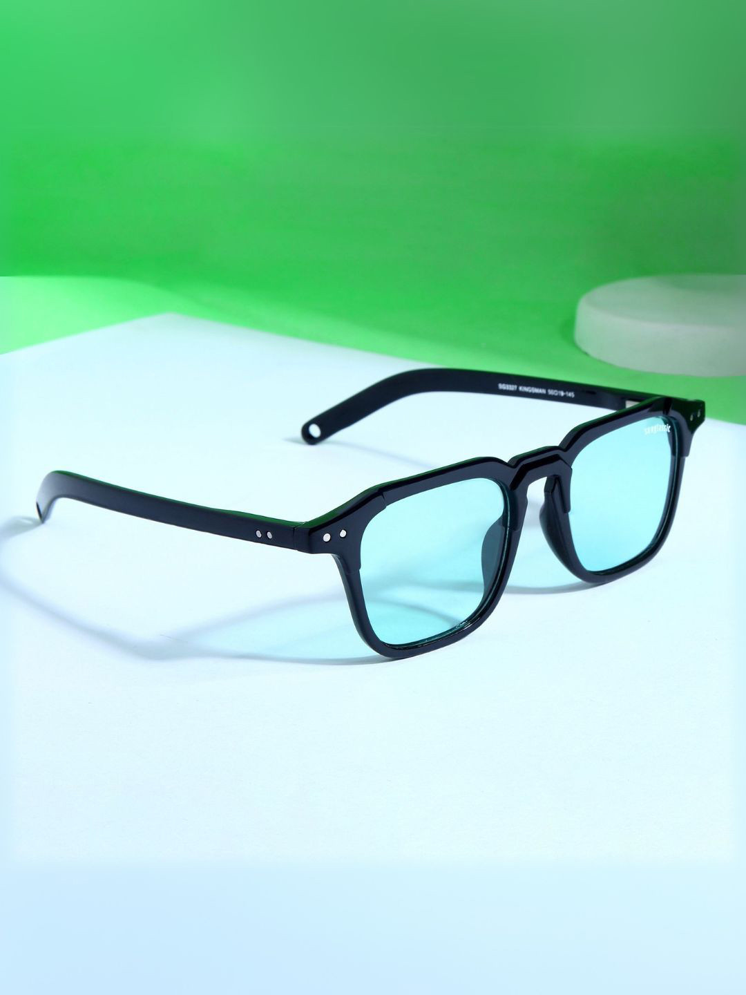 SUNGLASSIC Unisex Square Sunglasses with UV Protected Lens KINGSMAN-BLACK-GREEN