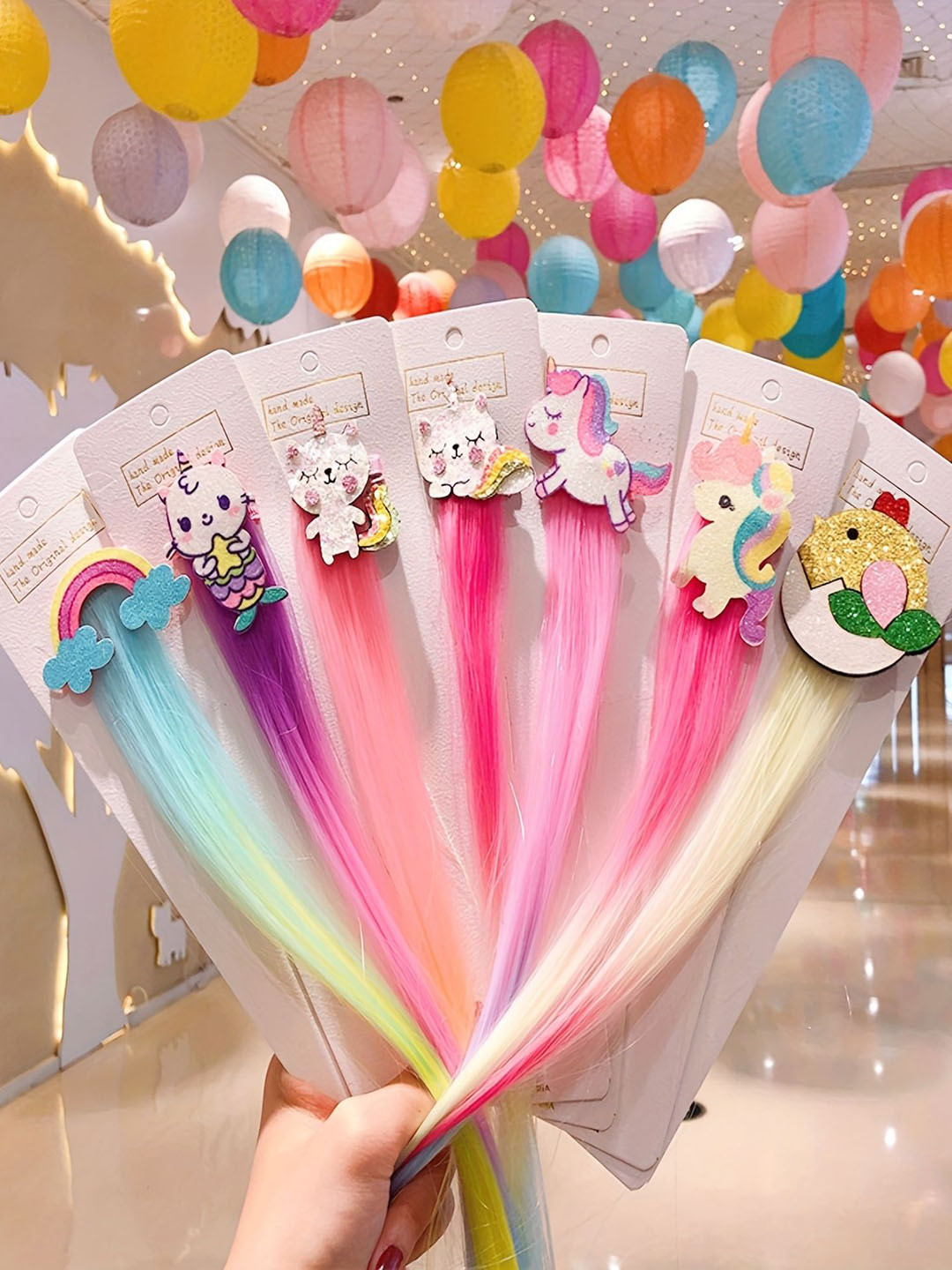 LYTIX Set Of 3 Clip In Straight Colorful Braided Ponytail Hair Extension- 15.7 Inch