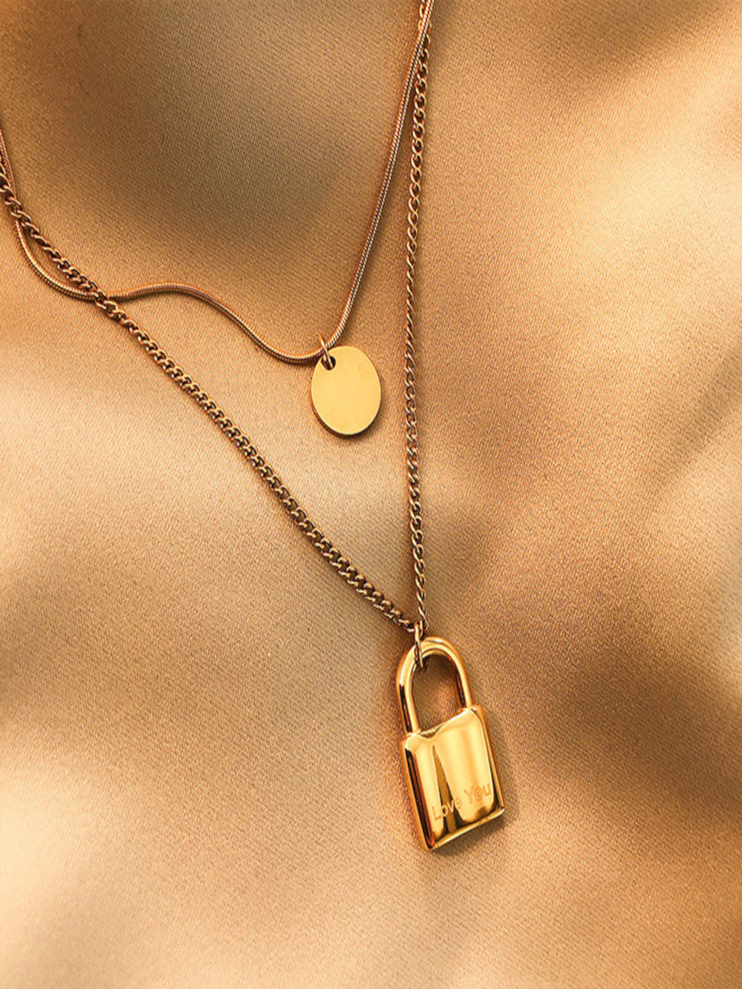 DressBerry Women Layered Chain with Lock Pendant