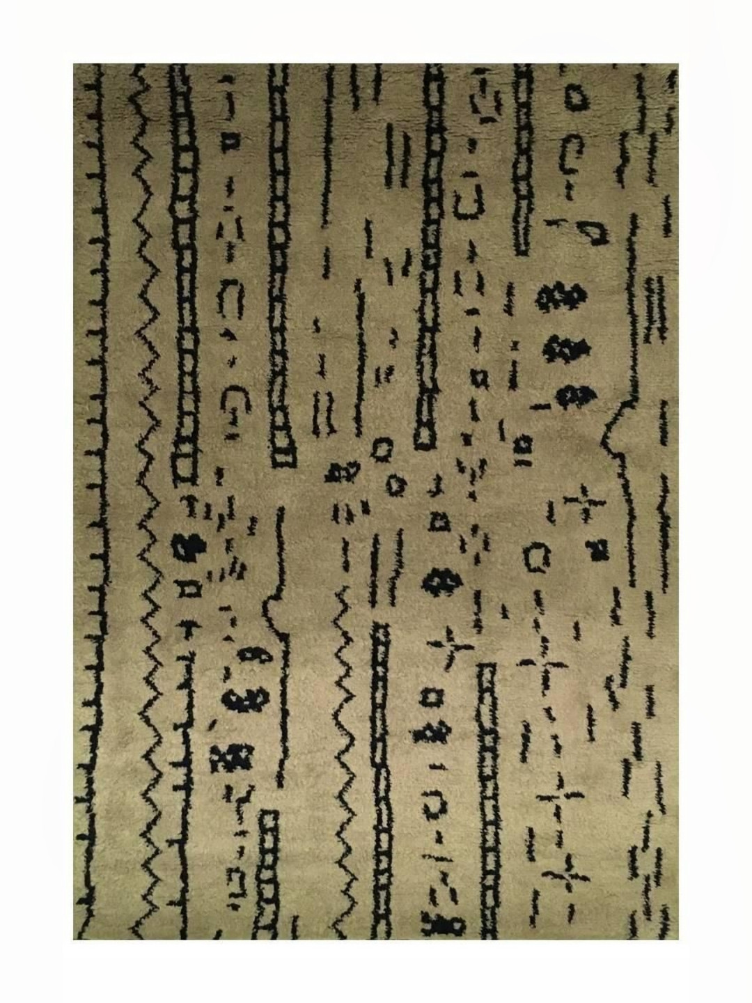 HummingHaus Brown & Black Geometric Printed Woollen Carpet