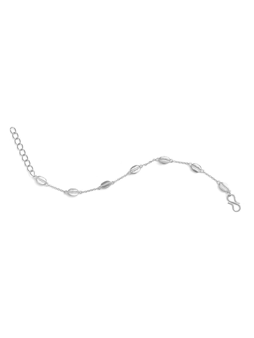 Ethnic Andaz Silver-Plated Bean Shaped Link Bracelet