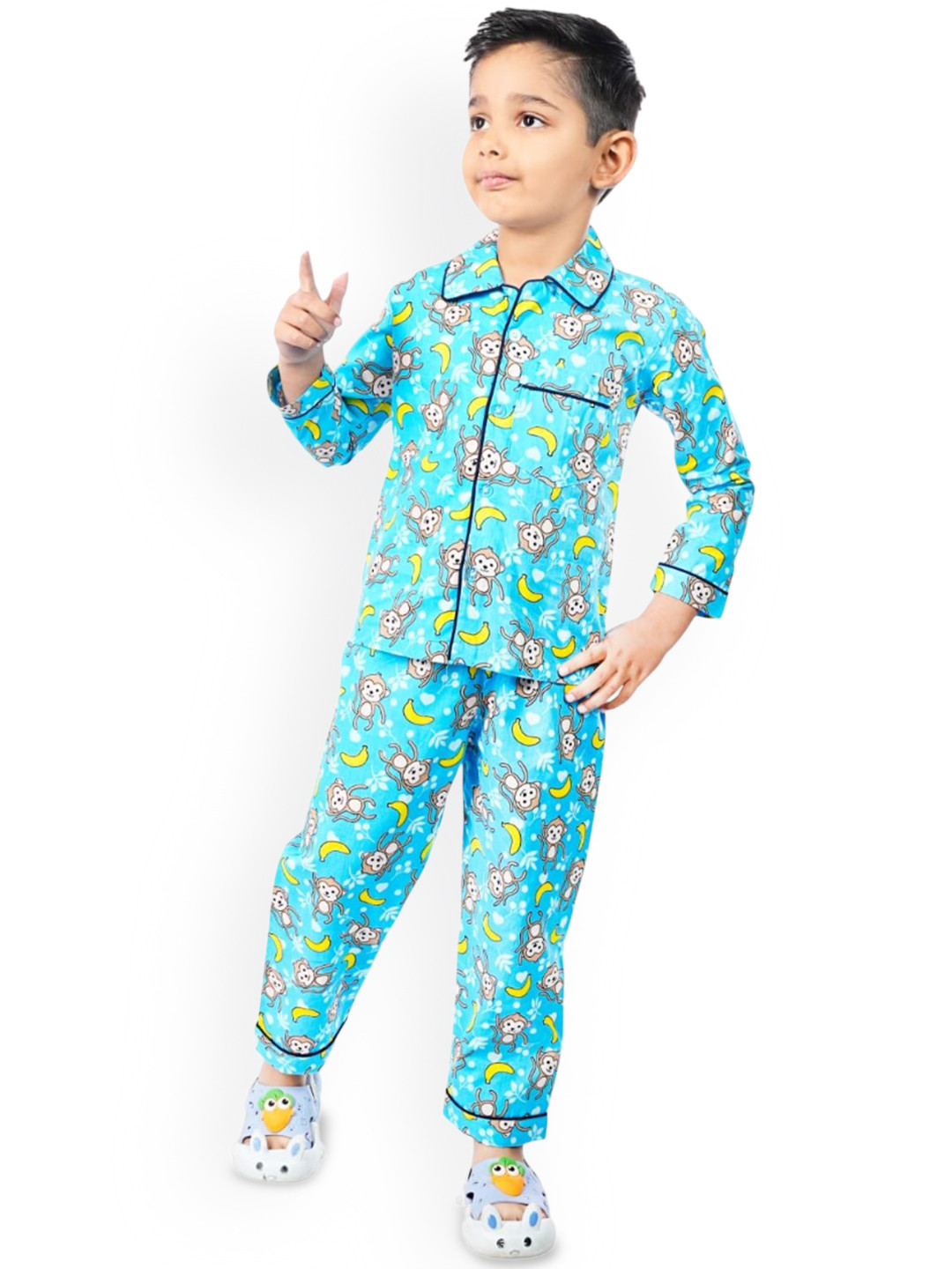 BURBN Boys Graphic Printed Pure Cotton Night suit
