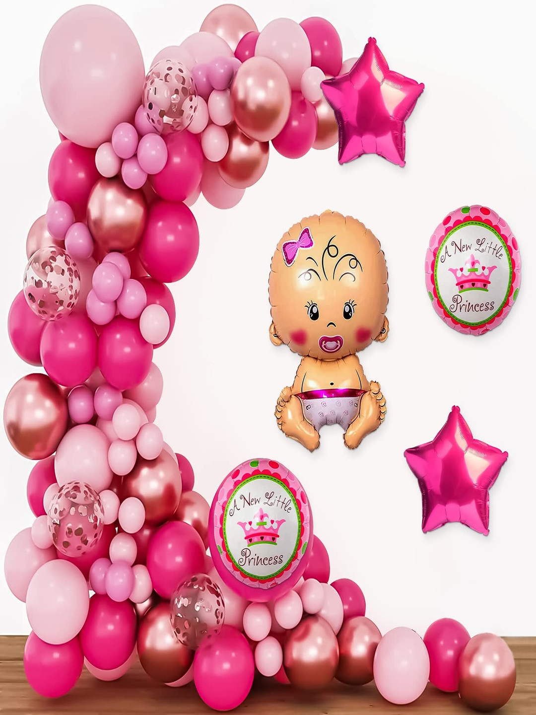 Special You 55-Pcs Pink Welcome Baby Theme Foil Balloons Birthday Decors