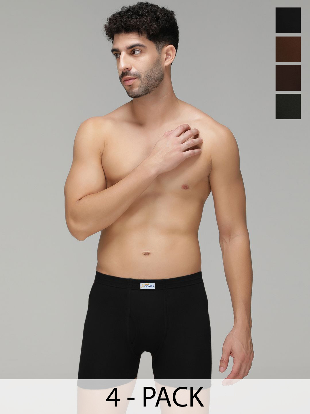 Amul Comfy Pack Of  4 Cotton Breathability Trunks AC-FCTRIE-CB-OG-LB-BK-3XL-4PC