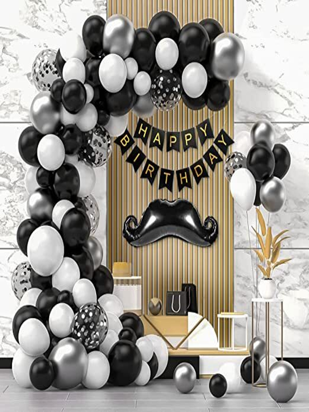 Special You 56Pcs Black & White Balloons Birthday Decorations