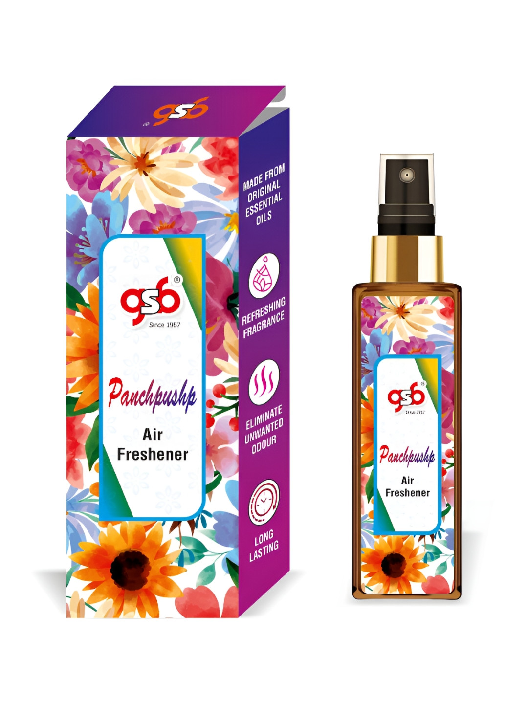 GSB Panchpushp Purple And White Long Lasting Natural Air Freshener-100 ml