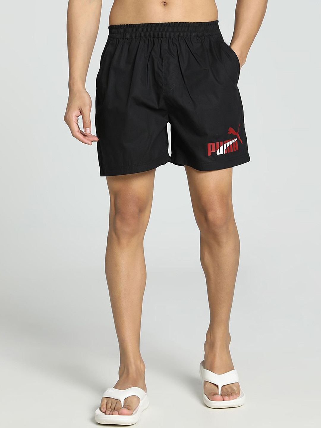 Puma Men Printed Cotton Woven Boxers With Side Pocket 68525401