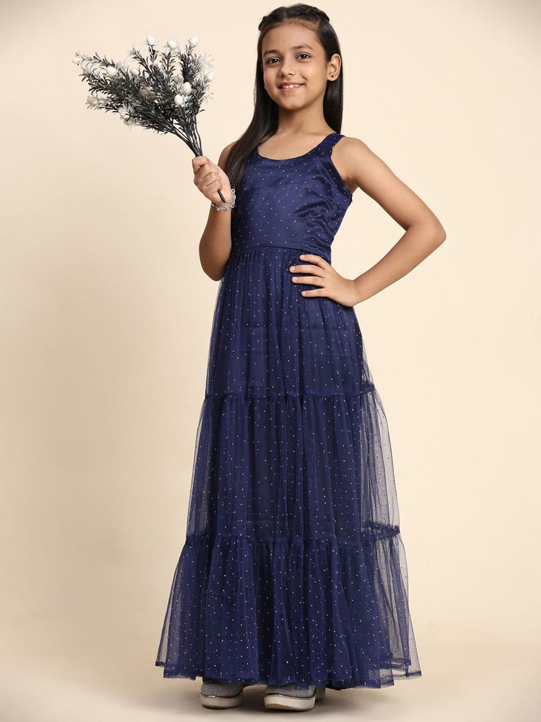 LOOKS AND LIKES Embellished Net Maxi Dress