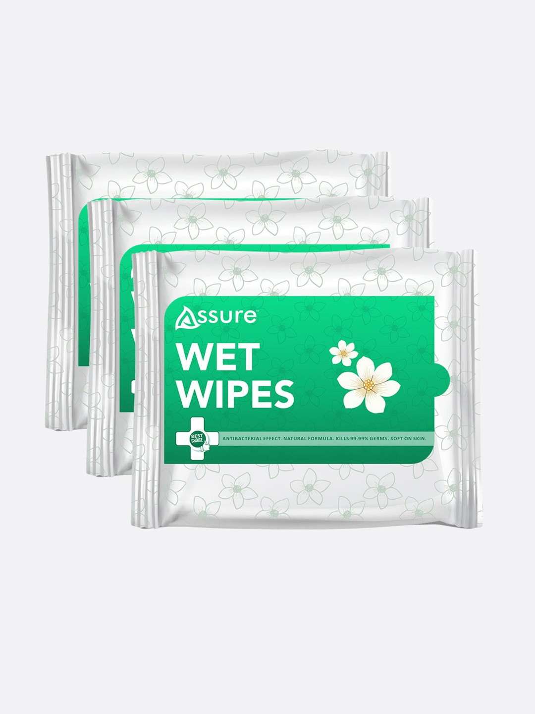 Assure Set Of 3 Fresh Active Wet Wipes With Aloevera For Hydration - 30 Pcs Each