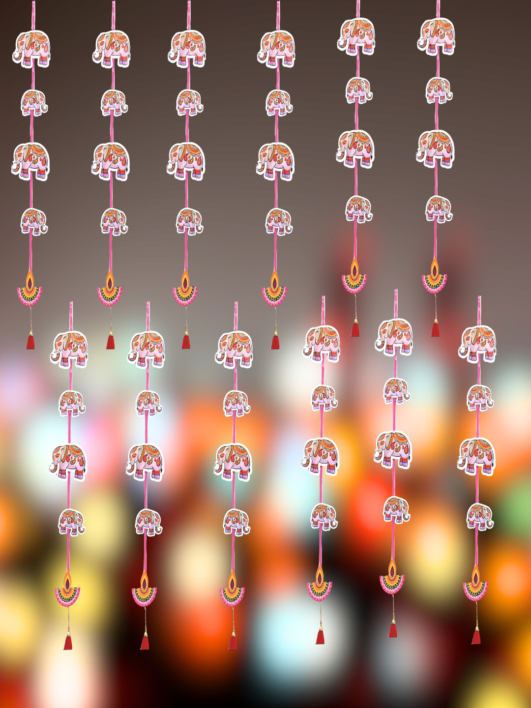 Special You Red & Green 12 Pieces Printed Mini Elephant Frill