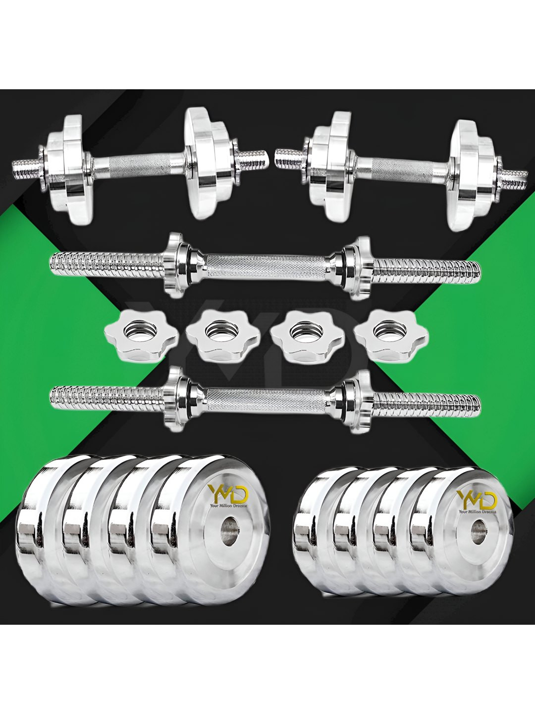 HackerX 8 Pieces Steel Adjustable Dumbbell Set