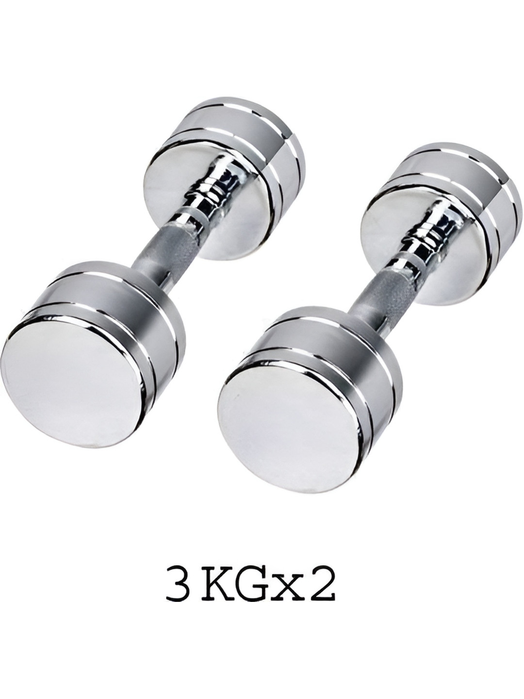HackerX 2 Pieces Steel Chrome Dumbbells - 3 kg Each