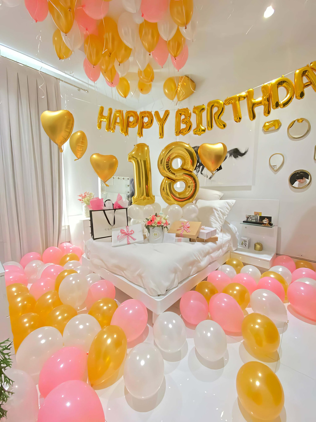 Special You 69 Pcs White & Yellow Balloons & Banner Festive Decor
