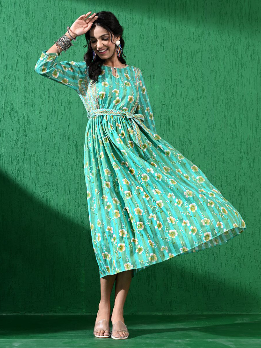 Routes by All About You Floral Print Fit & Flare Midi Dress
