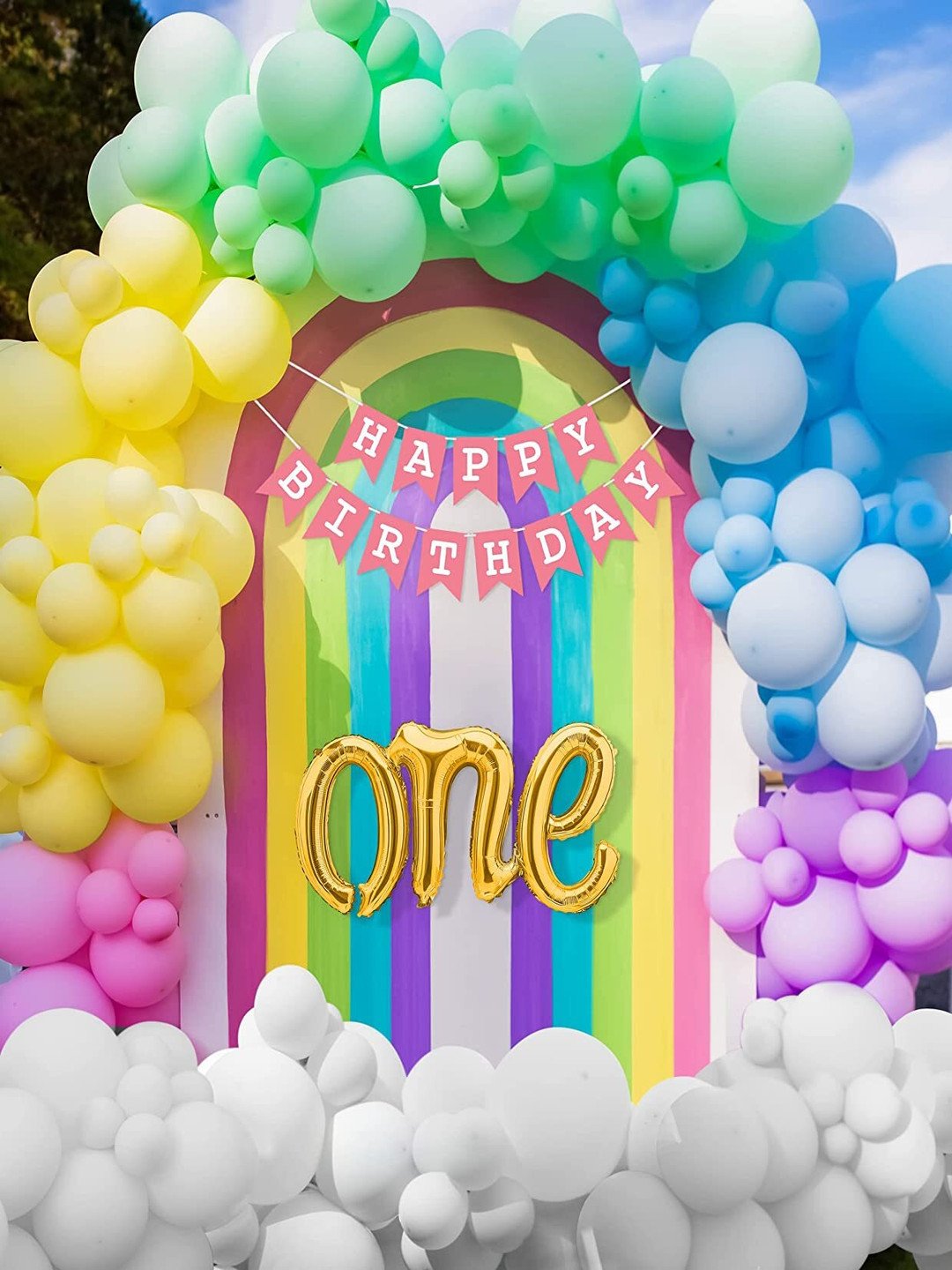 Special You Yellow & White 134 Pieces Balloons Decoration Items