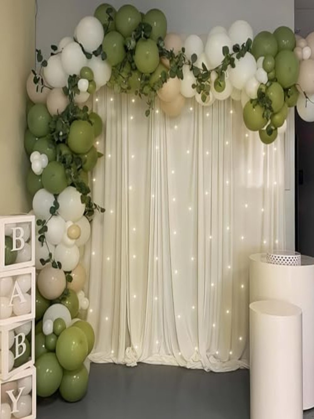 Special You Olive green & White Patterned Festive Decor