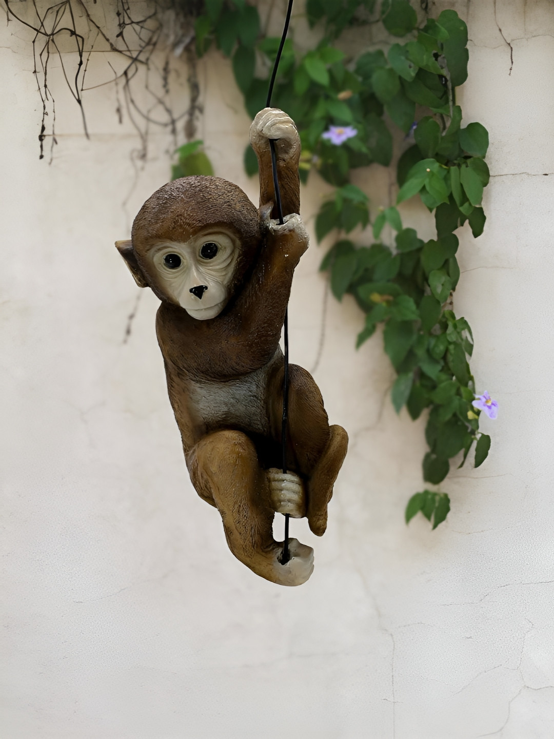 Nantan Monkey Brown Polyresin Glossy Living Room Medium Showpiece - 9.5 Inches