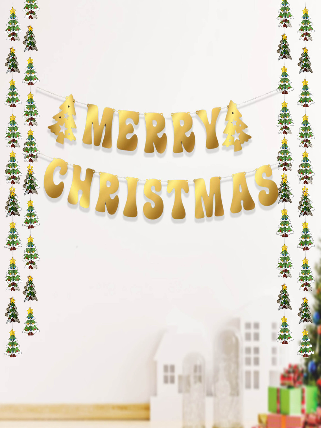 Special You 9 Pcs Green Textured Hanging Christmas Decor