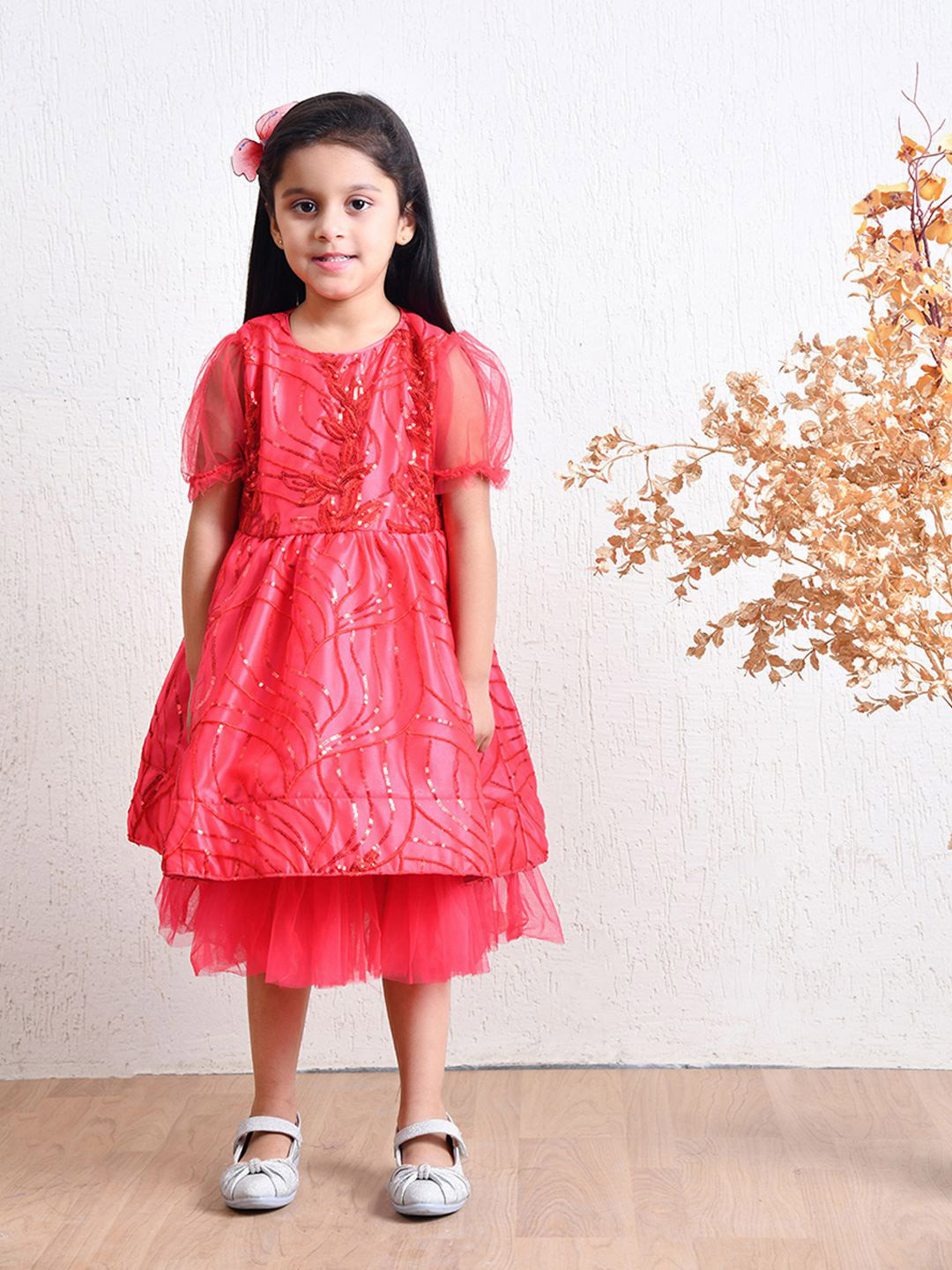 Bella Moda Puff Sleeve Fit & Flare Dress