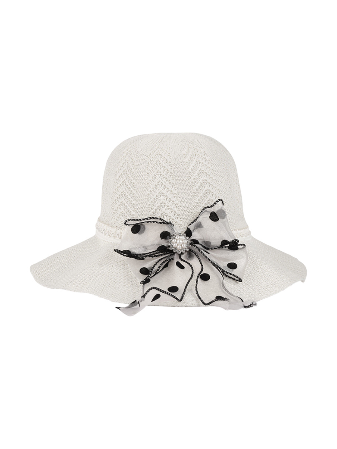 Infispace Girls White Embellished Fedora Hat