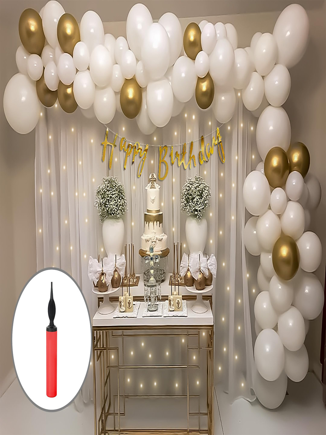 Special You 69-Pcs White Balloon & Light Happy Birthday Dcor