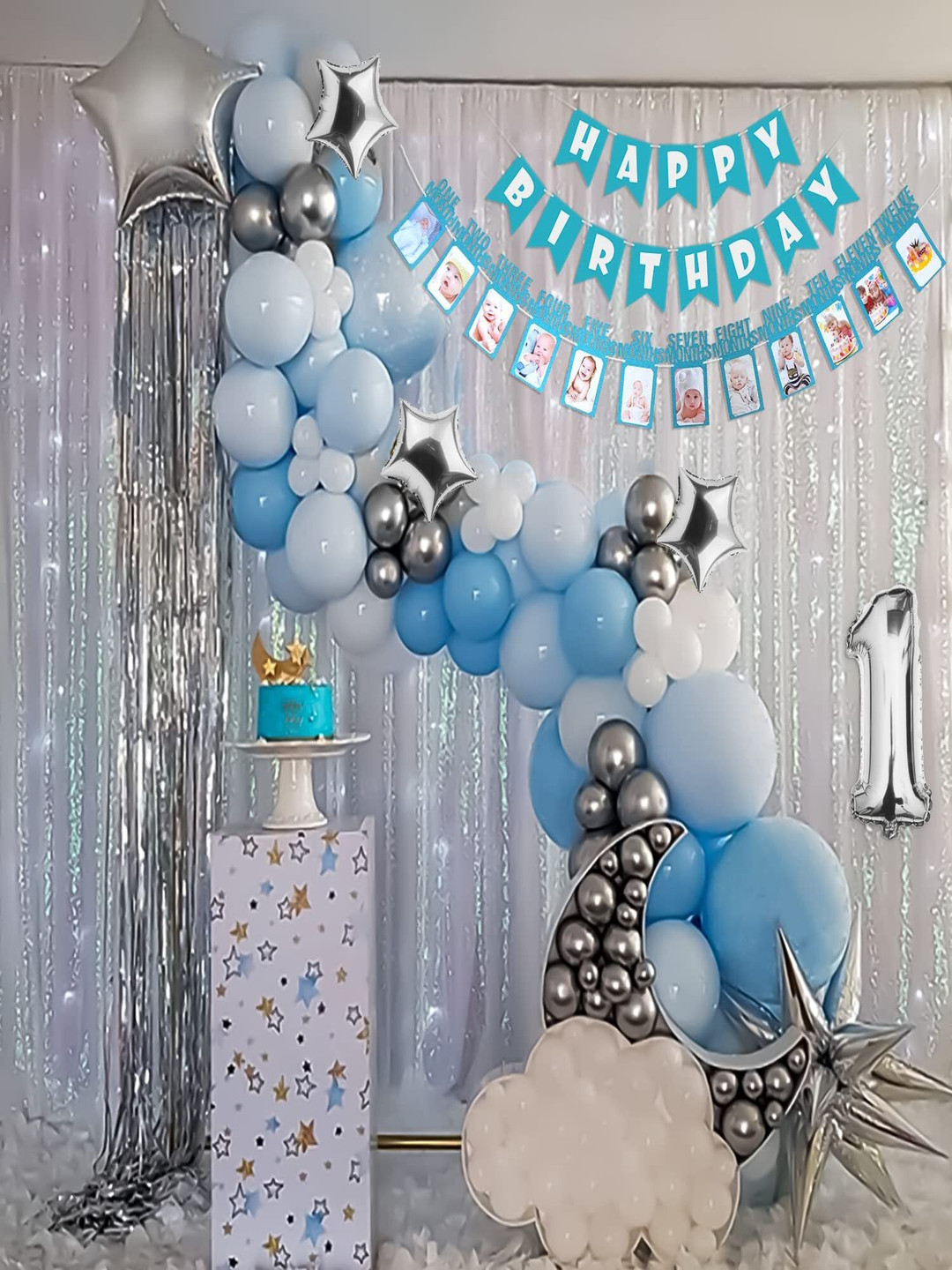 Special You 70-Pcs Blue & White Textured Birthday Decor Items