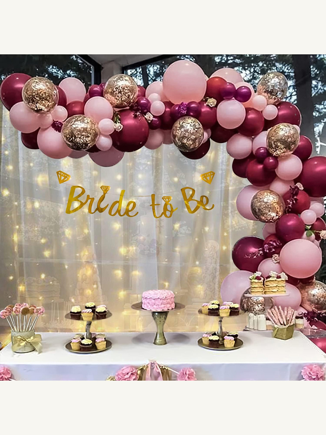 Special You Women 69 Pcs Burgundy & Pink Bride To Be Decor