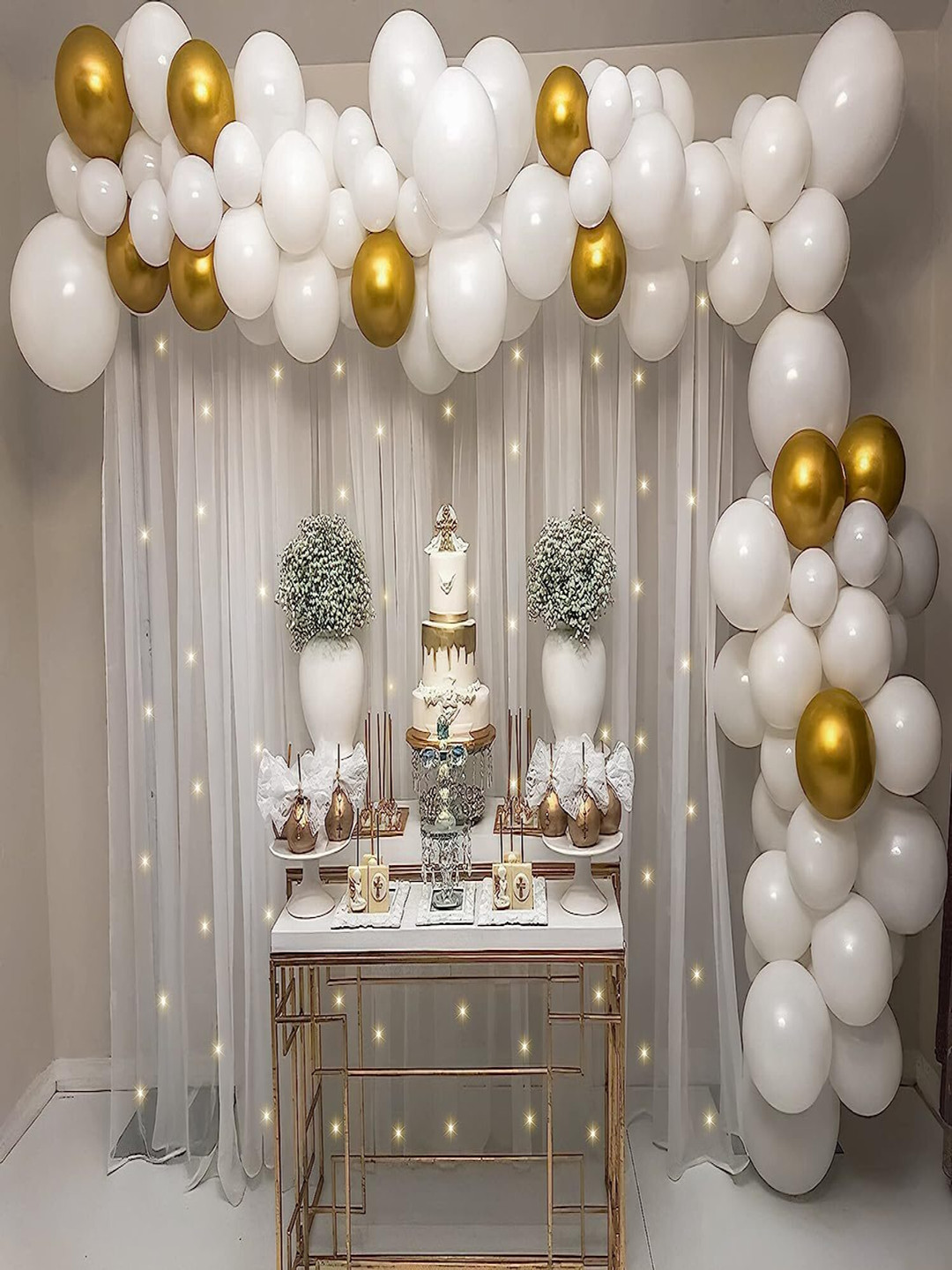 Special You White & Gold-Toned 67-Pcs Birthday Festive Decor