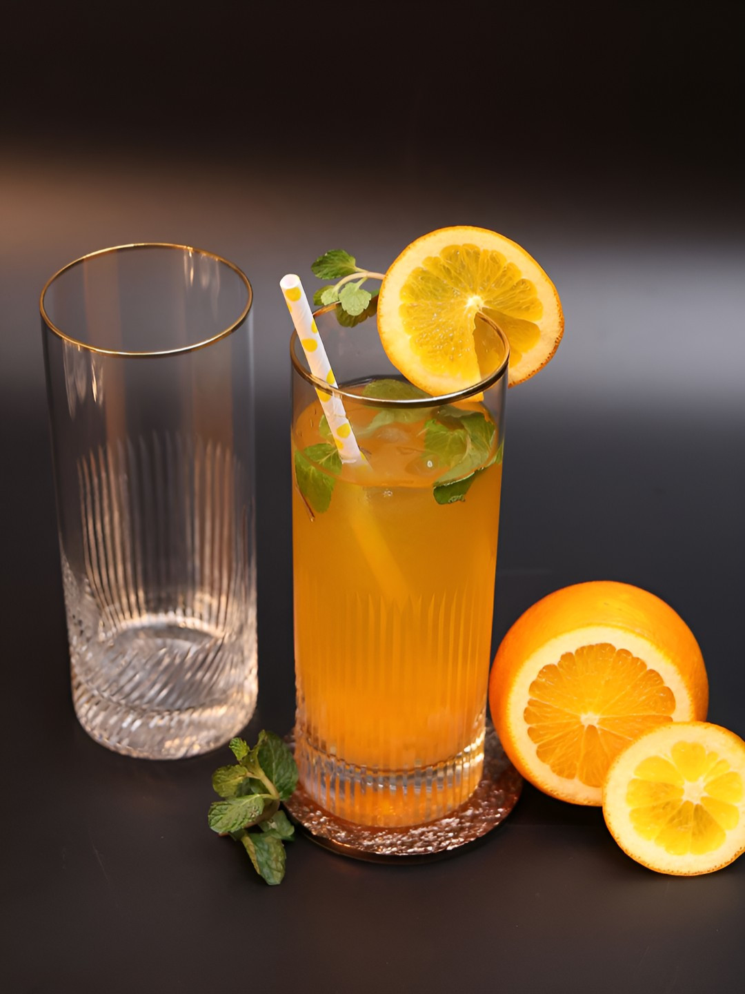 SMOKEY COCKTAIL Transparent Set of 2 Timeless Tall Crystal Cocktail Glass