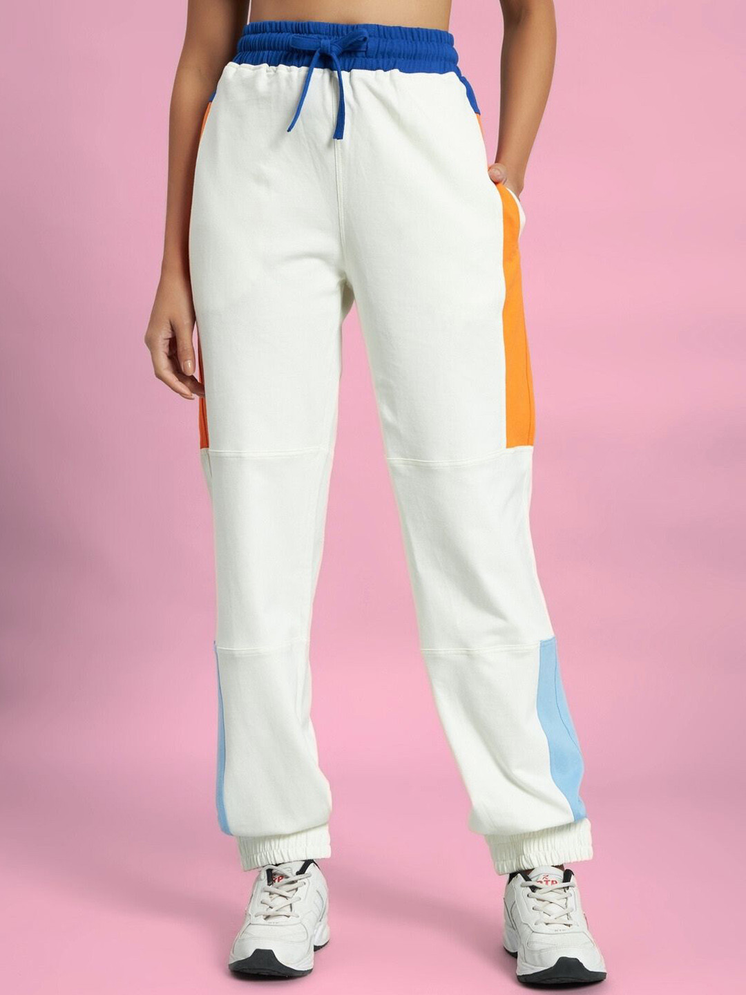 WEARDUDS Women Mid Rise Parker Side Contrast Joggers