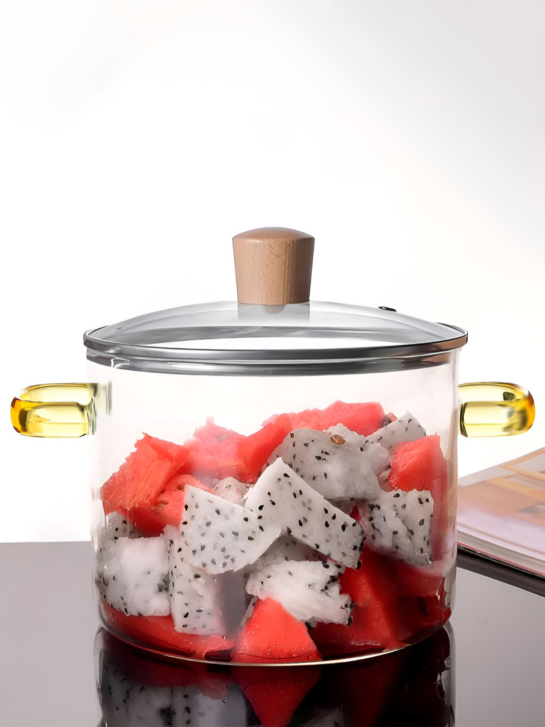 Allo Transparent Microwave Safe Borosilicate Glass Cooking Pot