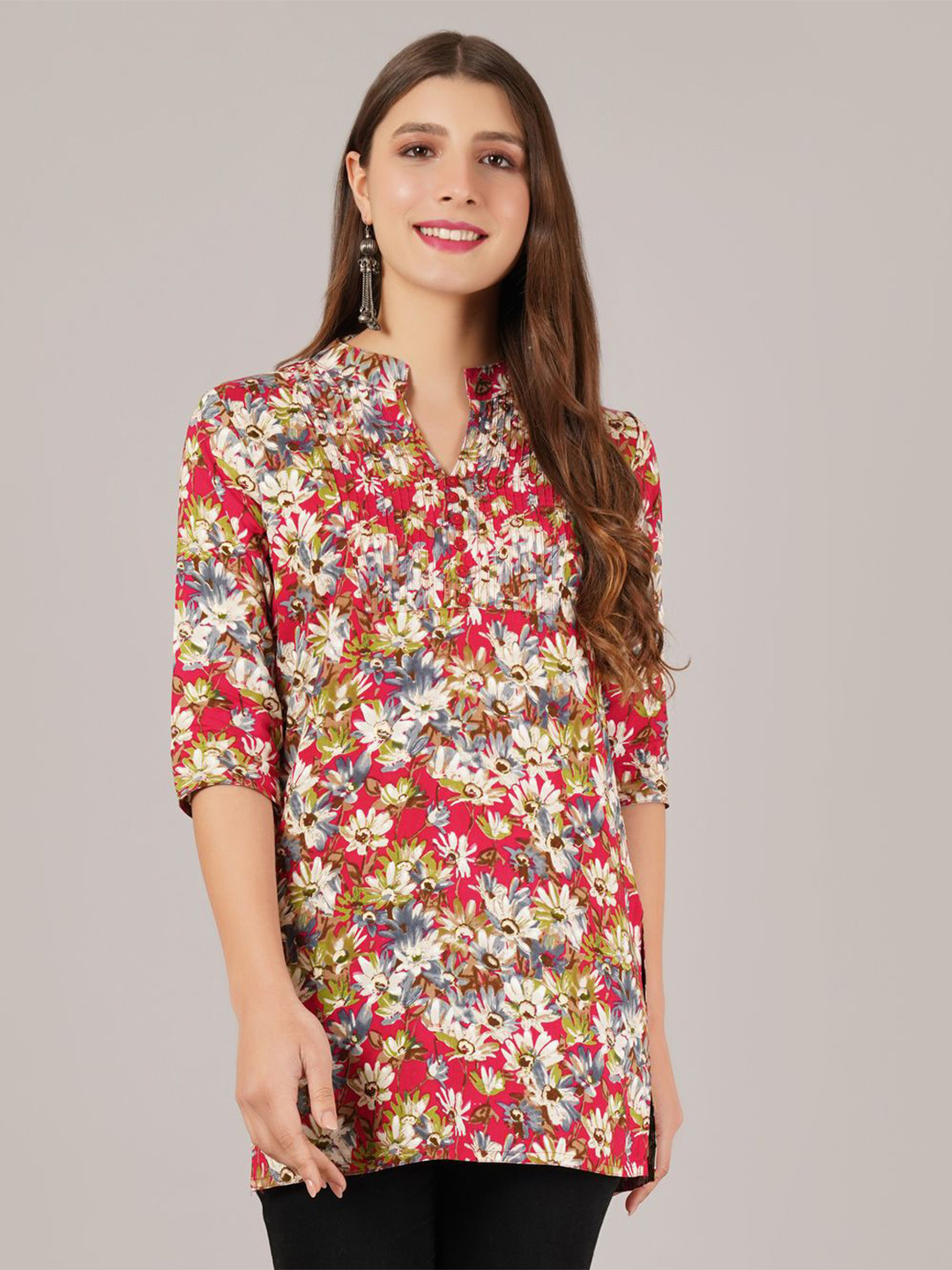 JAITRA APPARELS Floral Printed Pure Cotton Kurti