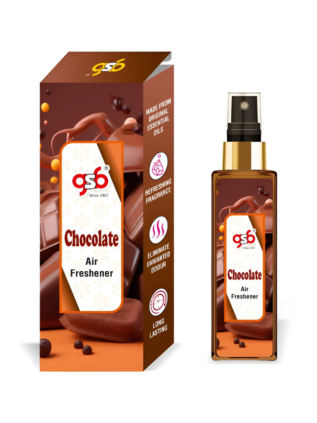 GSB Chocolate Brown And White Long Lasting Natural Air Freshener - 100 ml